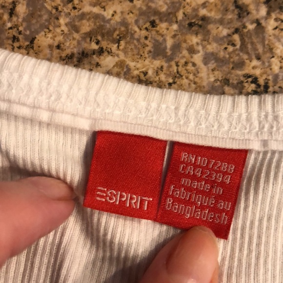 Esprit White Ribbed Floral Tank Top Small - Picture 3 of 13